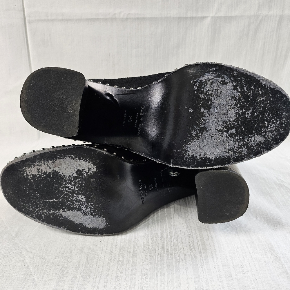 Rag & Bone Black Suede Studded Chelsea Booties Size 39 - Picture 11 of 16